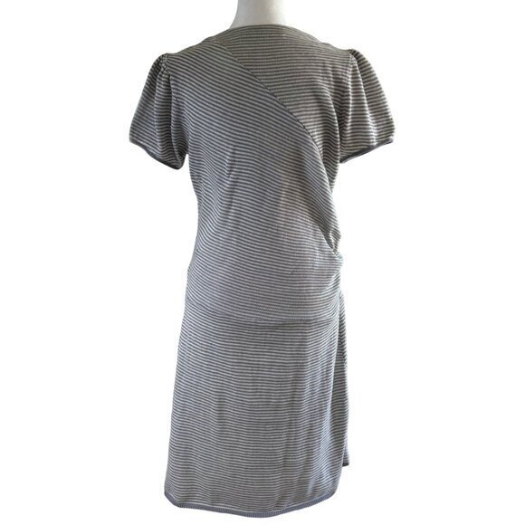 Peter Som Anthropologie 100% Linen Sweater Dress Gray White Stripe Size Large - Picture 6 of 8